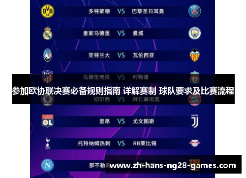 参加欧协联决赛必备规则指南 详解赛制 球队要求及比赛流程
